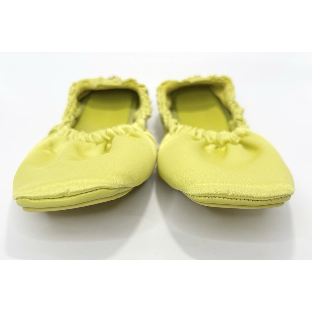 Jimmy Choo Bardo Flat Satin Slippers w Silk Eye Mask Gift Set Lime Green EU 36 6 - Picture 5 of 14